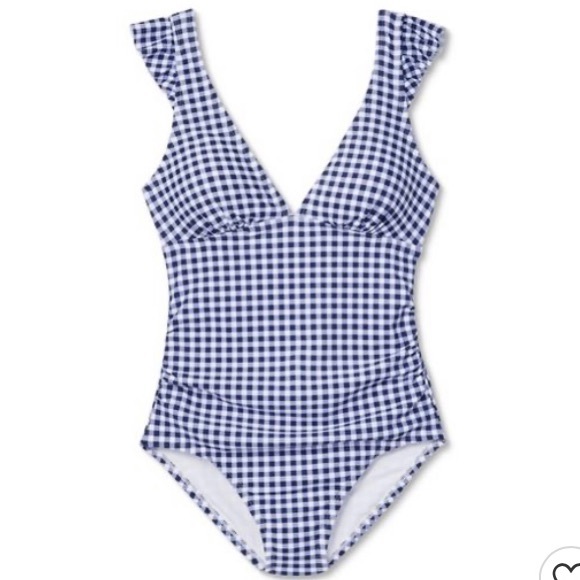 ☀️Kona Sol Ruffle Gingham High Coverage Swimsuit - Picture 3 of 6